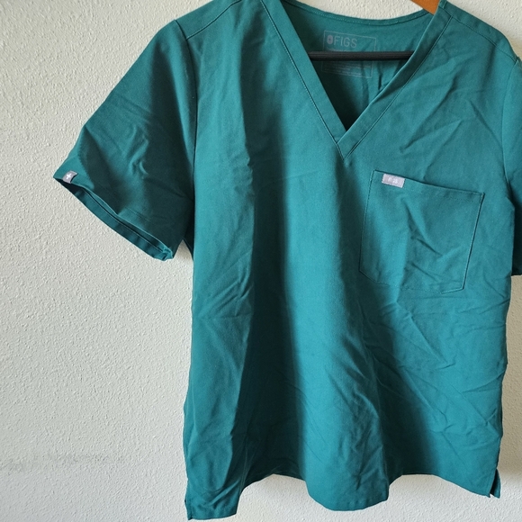 Figs Men's Teal V-Neck Shirt - Picture 2 of 7
